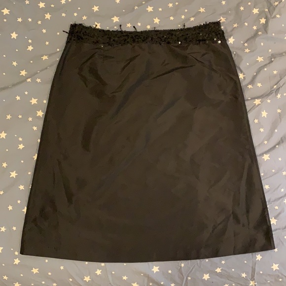 Black Silk Skirt with sequins at waistband - Picture 2 of 3